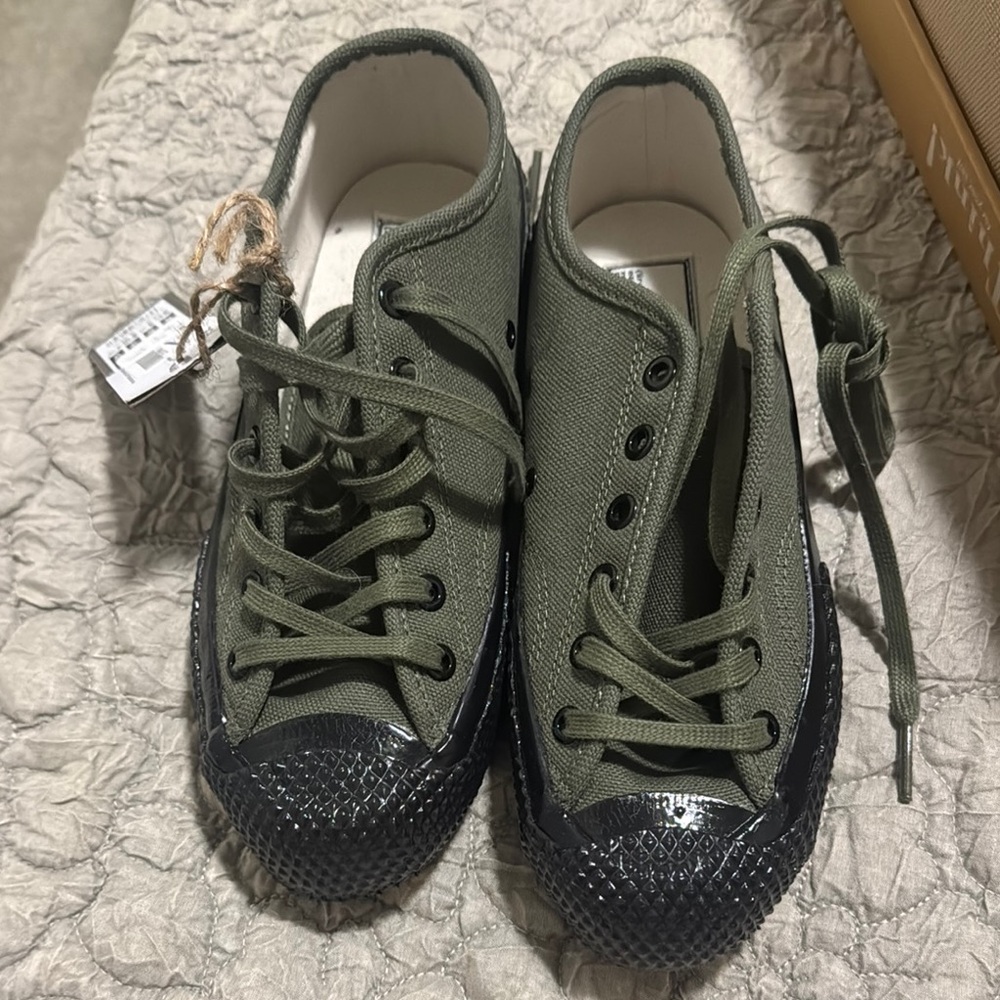 Superga Green and Black Sneakers with Canvas Upper
